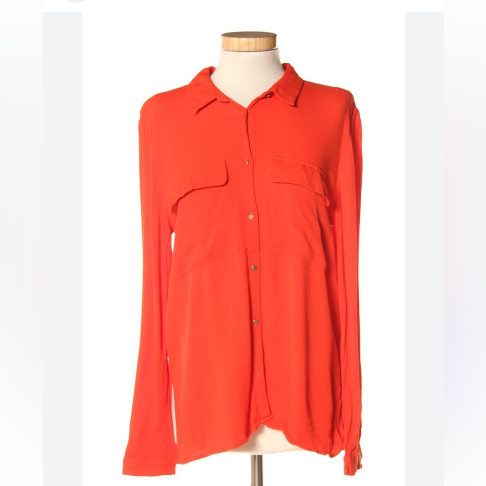 Zara coral long sleeve shirt - top